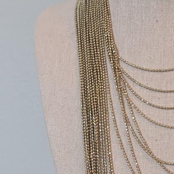 ABS Allen Schwartz 25 Gold Tone Dainty Bead Ball Chains Cascade Necklace - Picture 3 of 9